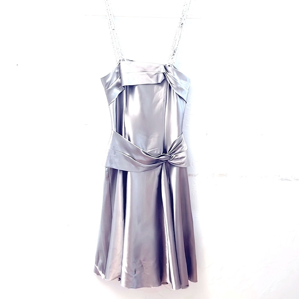 Jessica McClintock Gray Sequins Straps Dress Size 4